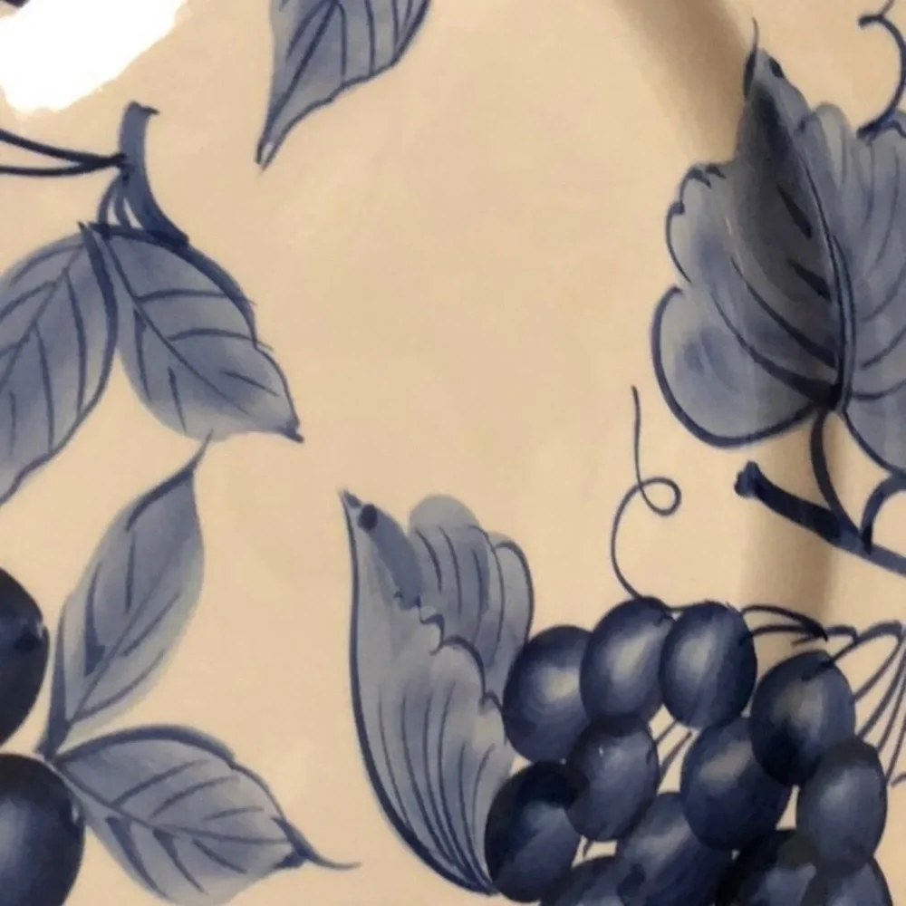 Melinda Classic Pattern Hand Painted Blues Platter Pier 1 15in Chop Plate Italy